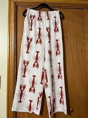 NWOT White Lounge Pants with Red Lobster Print